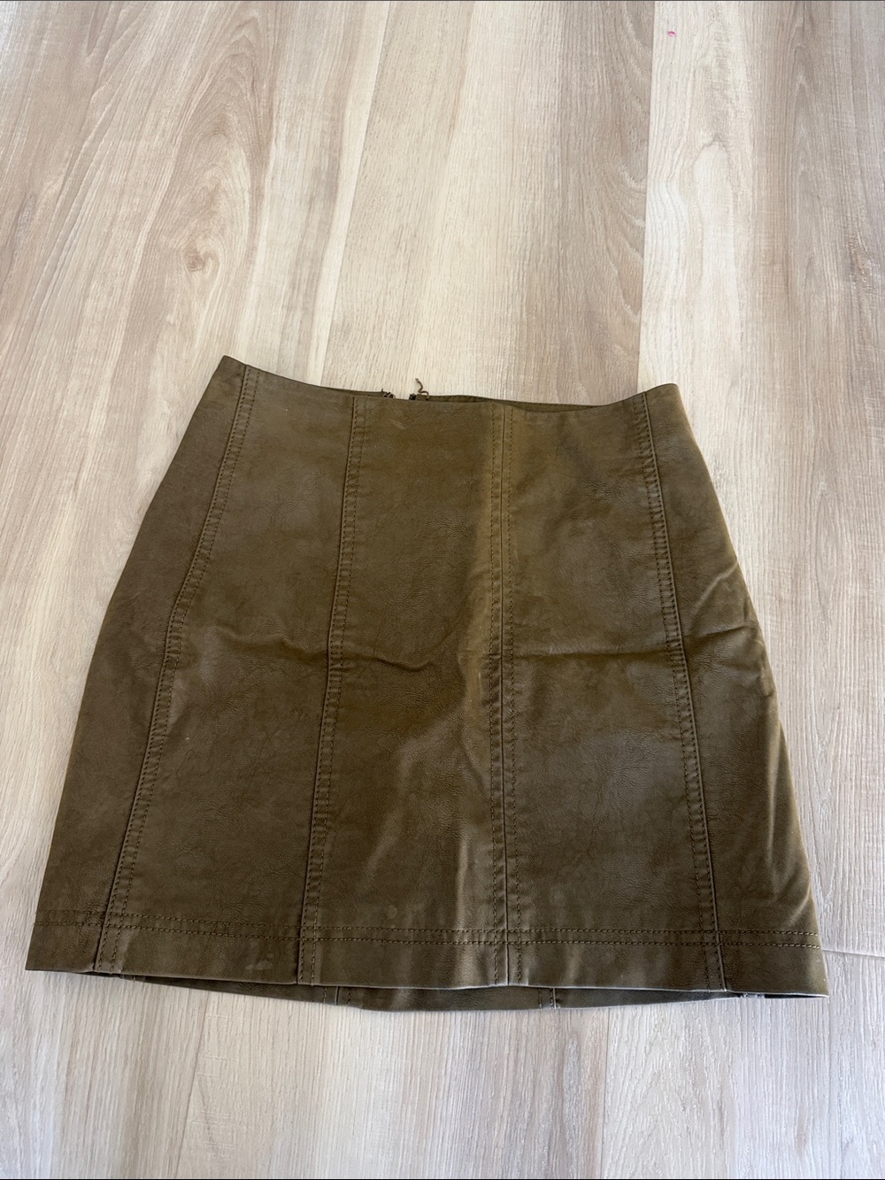 Free people faux leather olive mini skirt
